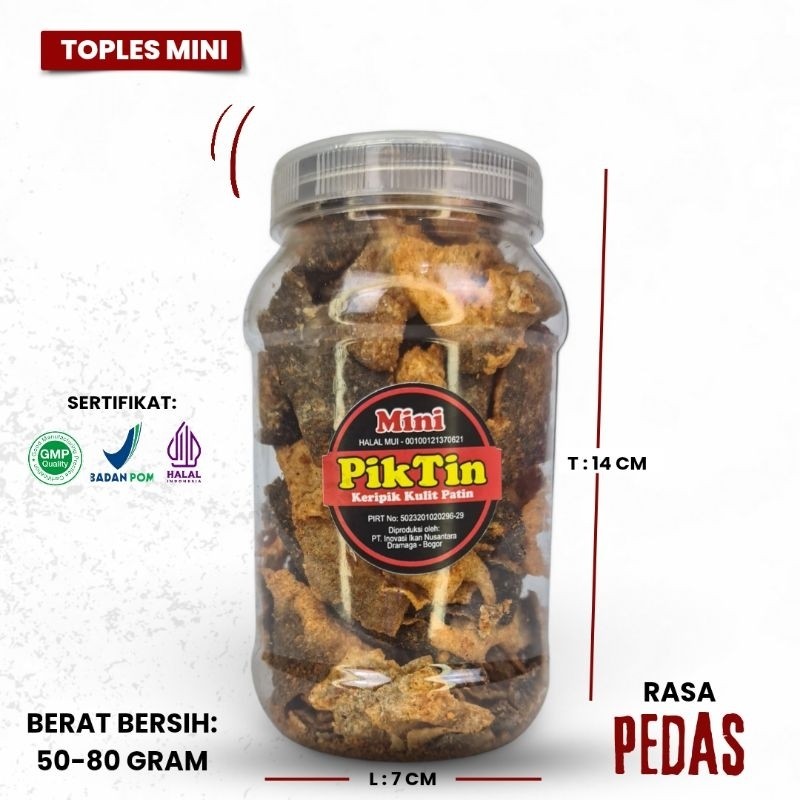 

Cemal Cemil Makyus Keripik Kulit Ikan Patin Piktin Kemasan Toples Mini