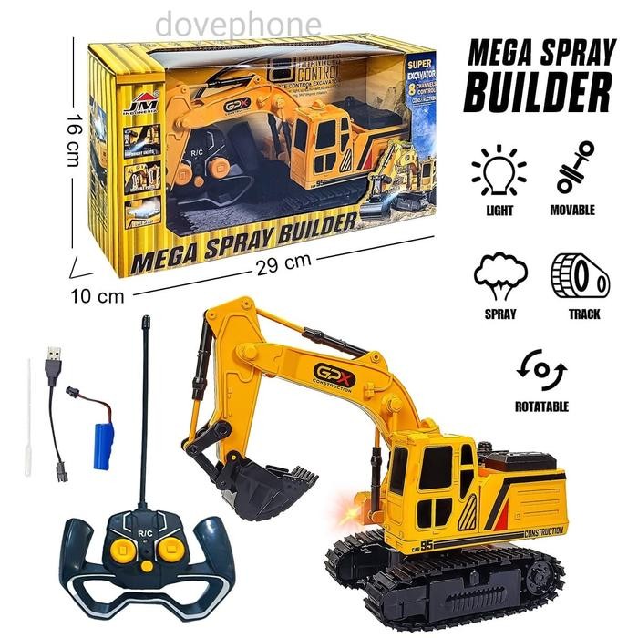 terbaru  mainan anak truk remote control remot kontrol excavator eksavator beko asap 6 ch saluran