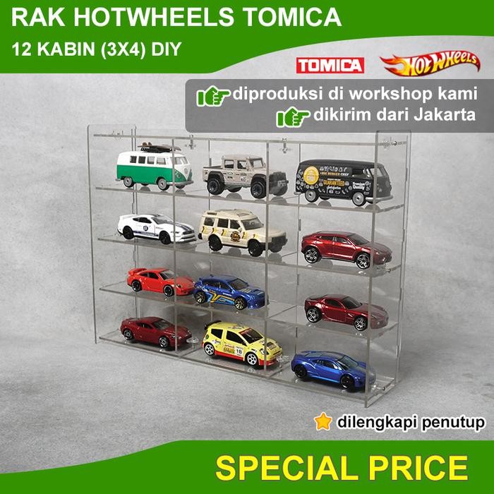 Rak Display Hotwheel Diecast Tomica Bahan Akrilik Isi 12 D34