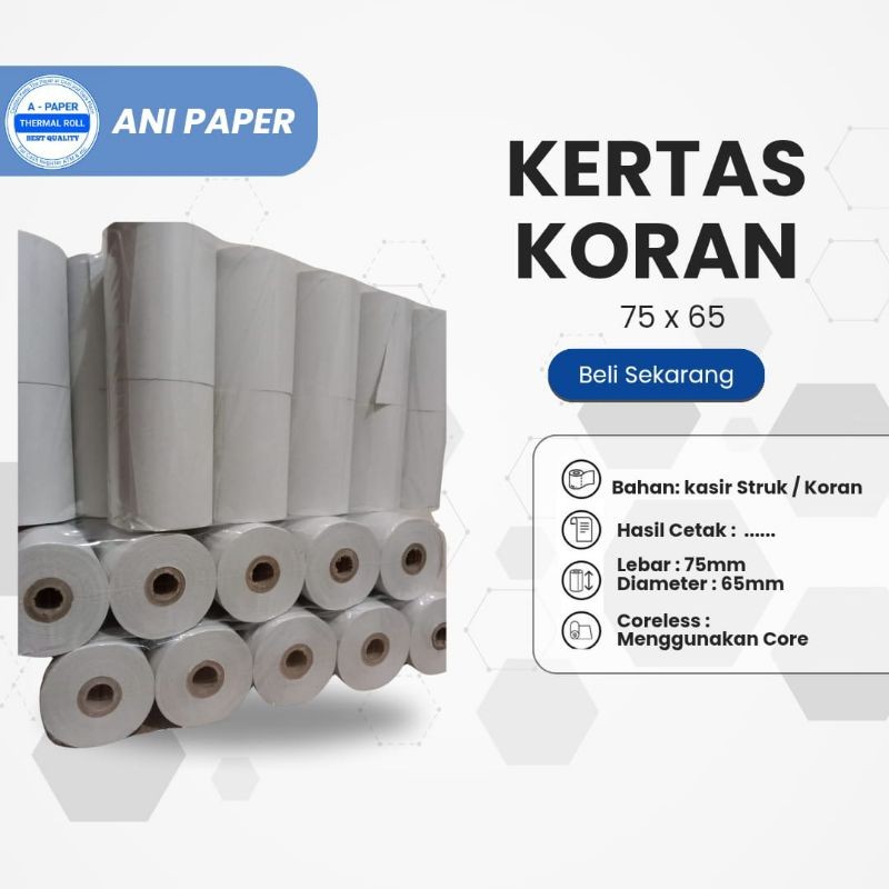 

UM1 Kertas struk kasir koran 75x65mm 1ply paket isi 10roll