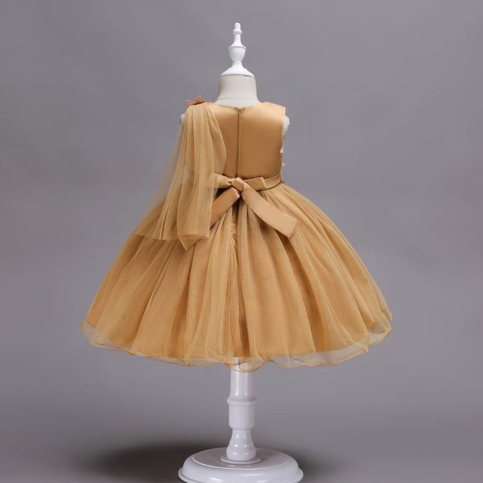 Bajukiddie Macy Dress Gold . Dress Anak Perempuan Gaun Pesta Birthday Terbaru