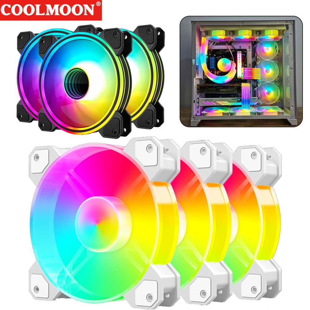COOLMOON 120mm RGB ARGB Fan Cooler PC Case Cooling Fan PWM ARGB 12V 4PIN PWM Ventilateur PC Computer
