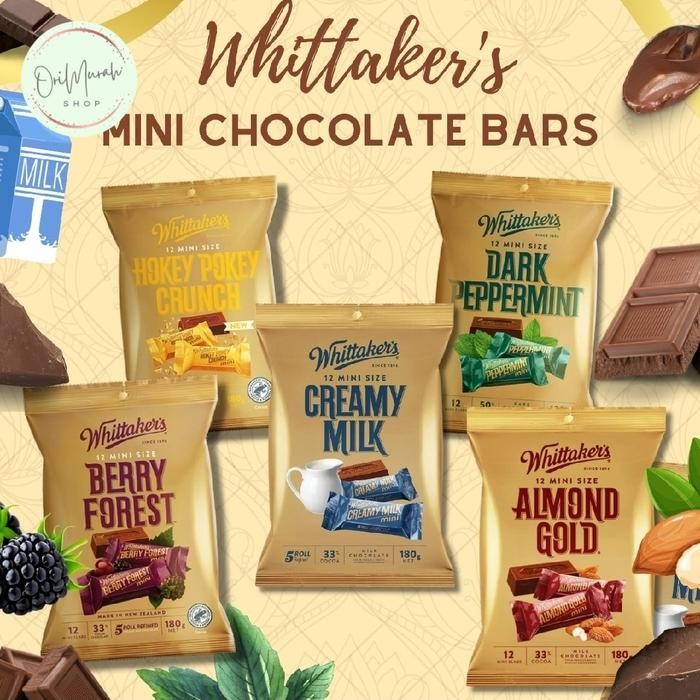 

Coklat Whittakers Mini Size Slab Almond Gold Cranberry Berry Forest Creamy Milk Hokey Pokey Crunch