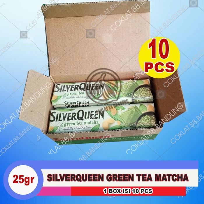 

SILVERQUEEN MATCHA 1 BOX ISI 10 PCS CHOCOLATE, COKLAT SILVER QUEEN 25 GRAM X 10 GREEN TEA 1 DUS