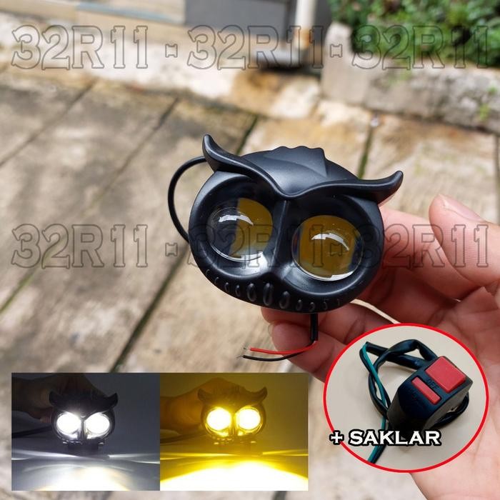 Lampu Tembak/Lampu Sorot Motor 2 Mata Burung Hantu Free Saklar