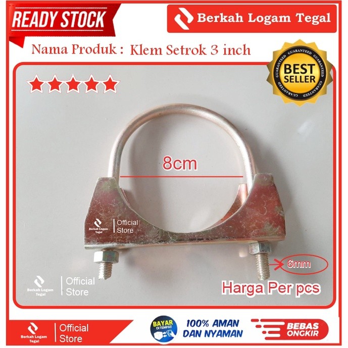 Klem Pipa Besi U 3" Inch Klem Knalpot Penjepit Pipa U Clamp Bolt