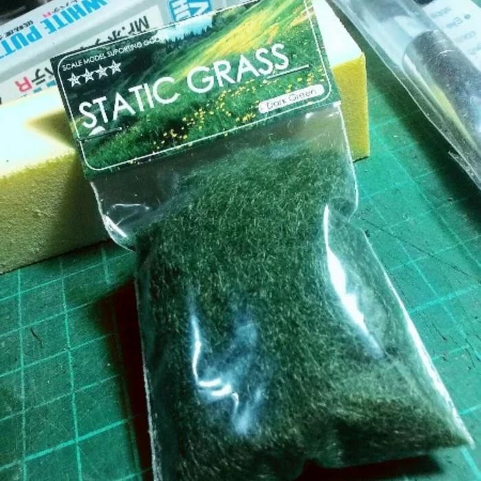 utamajaya- bahan diorama - static grass green1 - rumput statis hijau