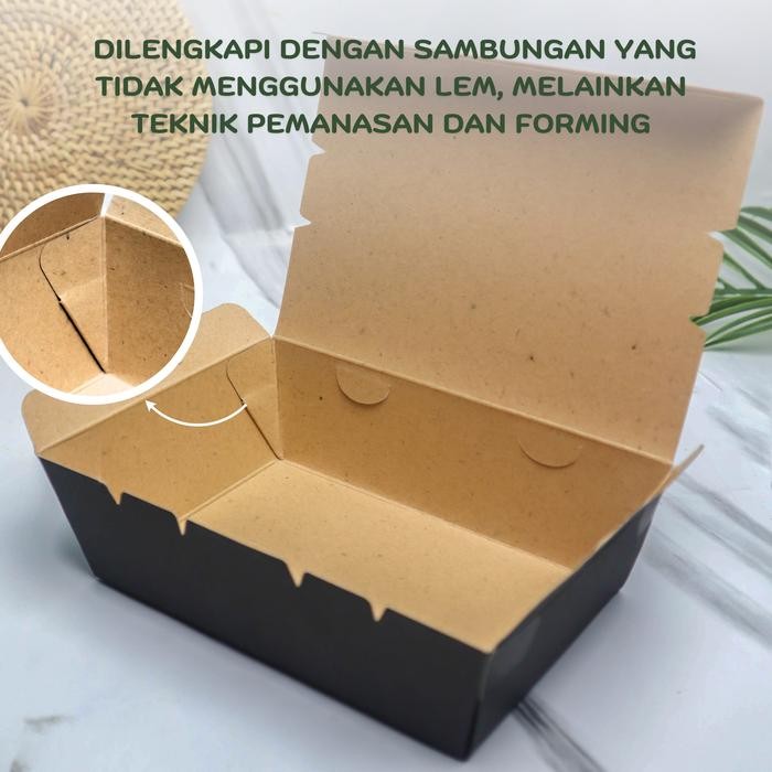GASS. PAPER LUNCH BOX KOTAK MAKAN KERTAS 315 GR TANPA RAKIT HITAM SIZE M