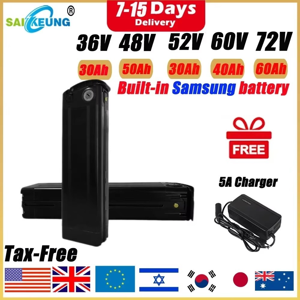 E-Bike36v 52v 60v 72v 48v 50AH SilverFish S26 48 Volt Batterie Vlo 20ah 30 40 50 60ah 2000W Electric