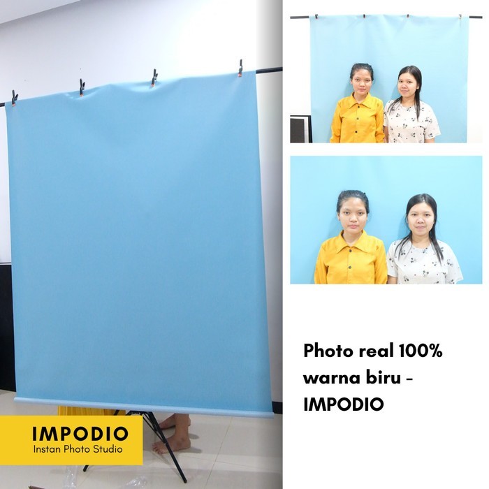 Terbaru- Stand Bentuk T + Background Impodio Hijau Muda/Tua Free Jepit 4Pcs