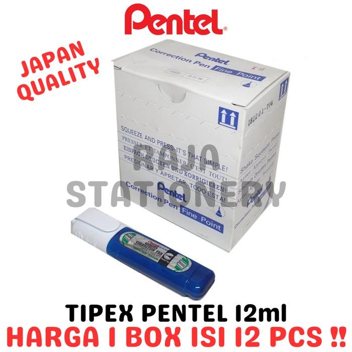 

PENTEL CORRECTION FLUID 12ML TIPEX CAIR PENTEL TIP EX ZL31W BOX LUSIN 12PCS