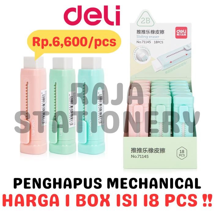 

DELI SLIDING ERASER MECHANICAL PENAPUS MEKANIK UJIAN PANJANG 18PCS