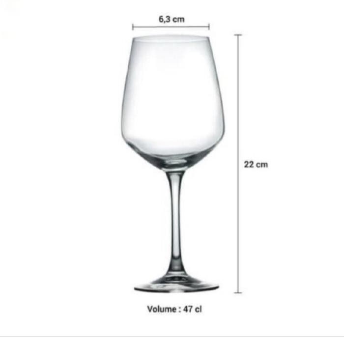 Gelas Kaki Kaca Luminarc 470Ml 6 Pcs / Gelas Anggur / Gelas Kaki Kaca Glass Wine Merah
