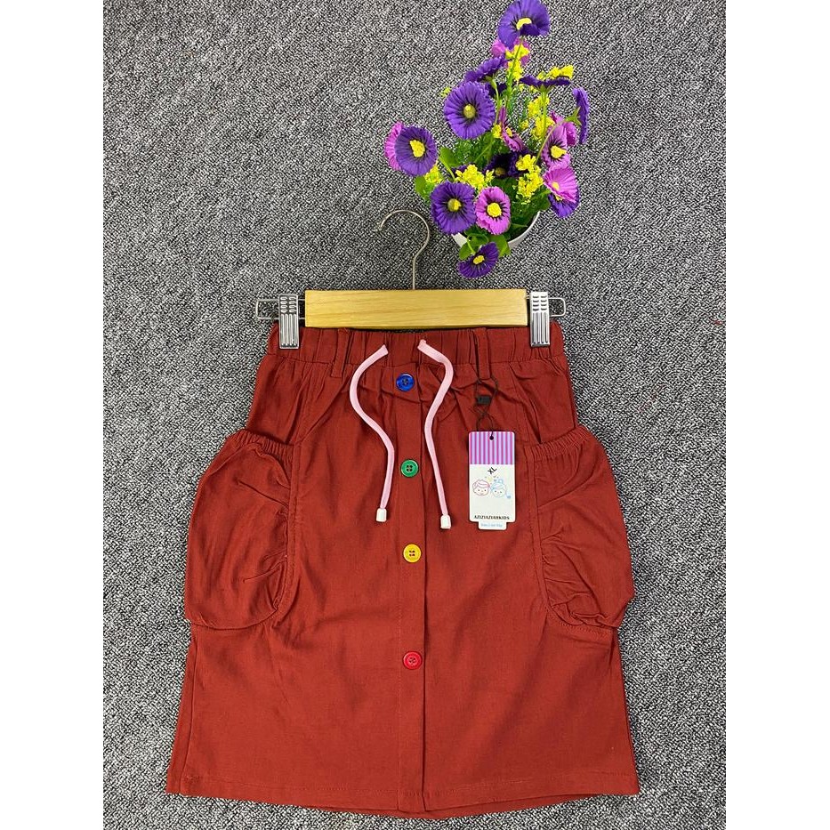 ROK PENDEK ANAK PEREMPUAN SKIRT KOREA - ROK ANAK USIA 1-12 TAHUN DENIM KANCING ANAK-ANAK LUTUT