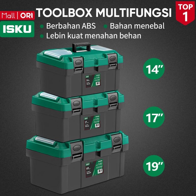 ISKU TOOL BOX BESAR PLASTIK 19/17/14 INCH BAHAN PP TOOLS BOX KOTAK PERALATAN /TOOL BOX 2
