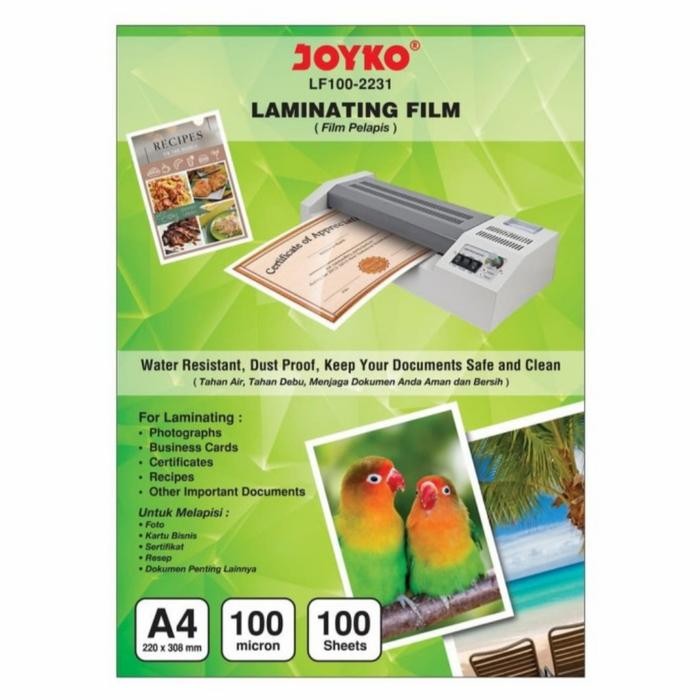 

Siap- JOYKO Plastik Laminating LF100-2231 ukuran A4 100 Lembar
