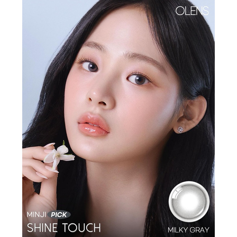 SOFTLENS OLENS KOREA NEW B PINK LENS SHINE TOUCH MILKY GRAY 1 MONTH/1PAIR