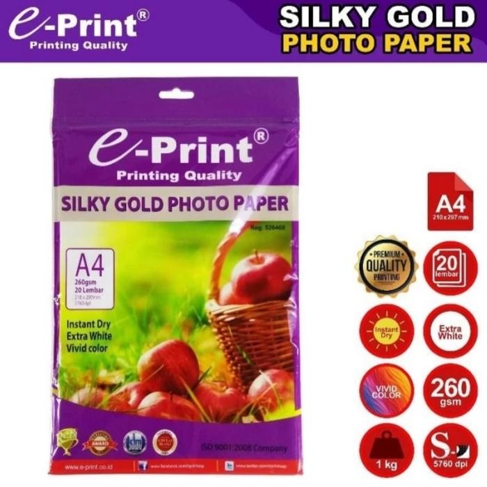 

SILKY GOLD PHOTO PAPER A4 BERTEKSTUR EPRINT SILKY GOLD A4 PHOTO PAPER