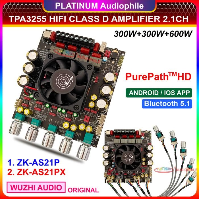 Mantap- TPA3255 Amplifier Class D 2.1 CH Bluetooth 5.1 Hifi Amplifier ZK-AS21P