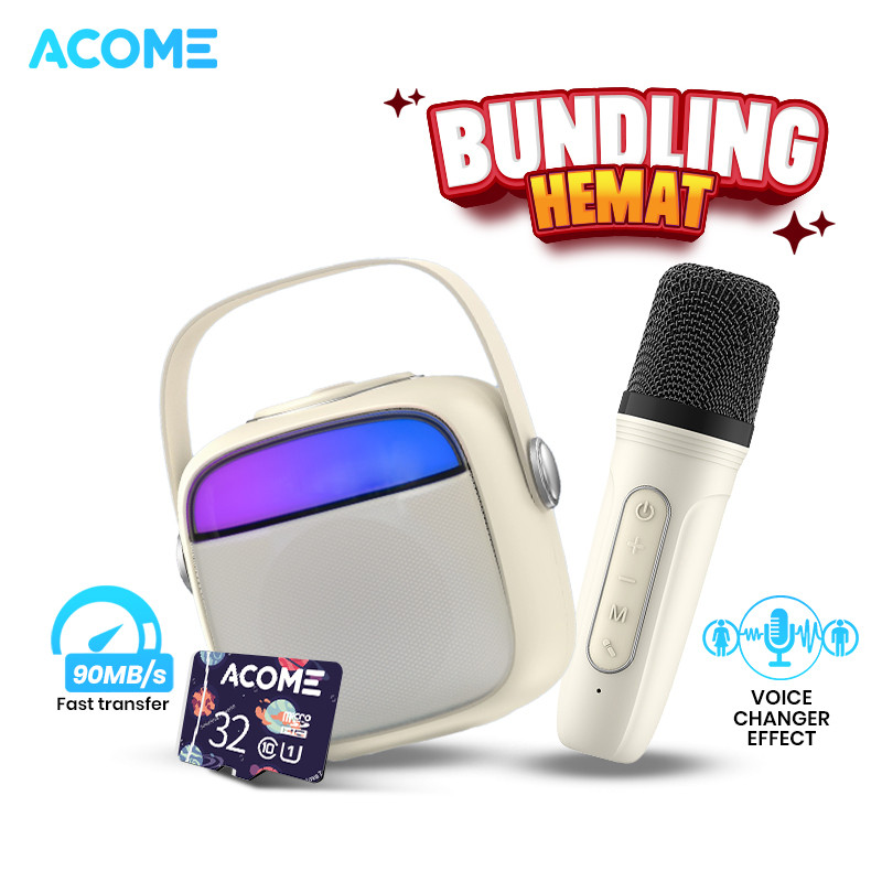 NEW PRODUCT ACOME SPECIAL BUNDLING SPEAKER KARAOKE BLUETOOTH 5.3 SPEAKER WIRELESS MINI RGB 3.5 WATT