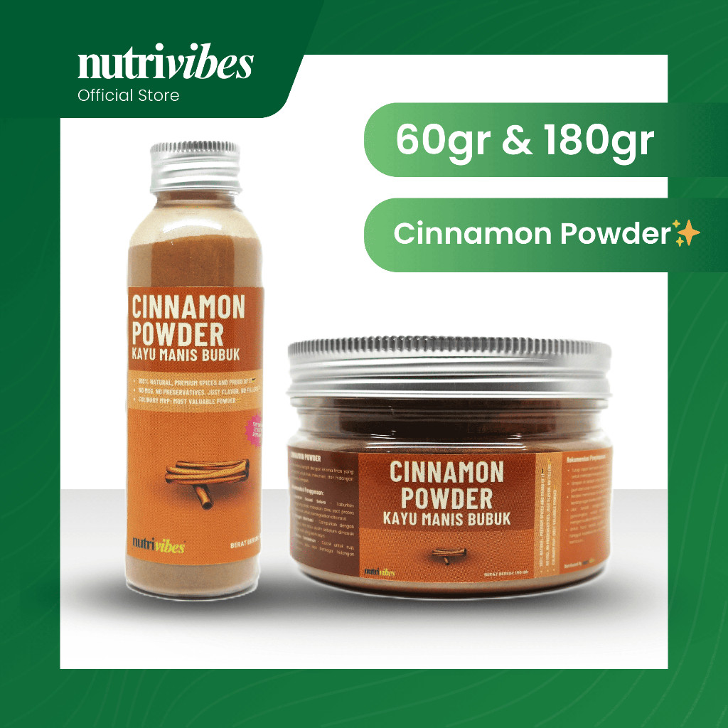 

Kayu Manis Bubuk / Cinnamon Powder (Home Chef Edition 60gr & 180gr) - Nutrivibes