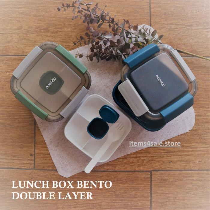 ECENTIO LUNCH BOX/ KOTAK MAKAN BENTO DOUBLE LAYER 1.1 L