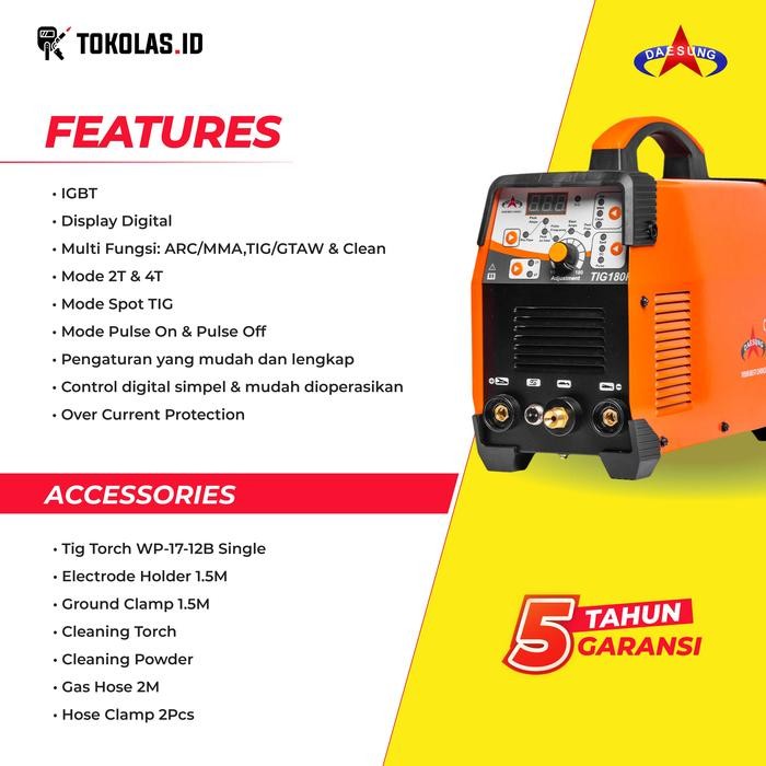 Paling Baik Mesin Las Argon Daesung Tig 160 200 180 P Pulse Trafo Las Inverter Watt Rendah Las Argon