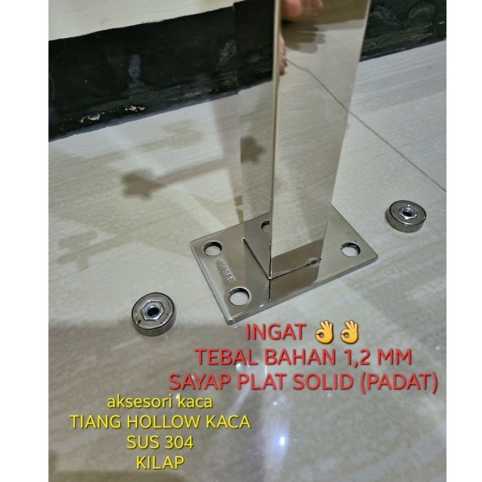 TIANG RAILING STAINLESS SUS 304 HOLLOW KACA