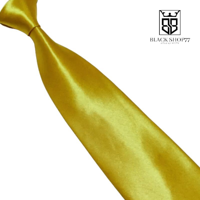 Dasi Pria Satin s Siap Pakai Perekat Gold Terang, Gold Tua