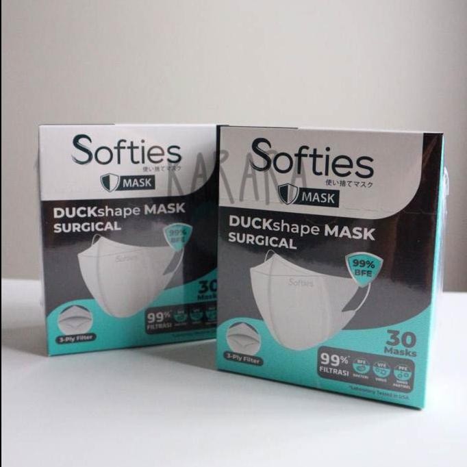 SOFTIES DUCKSHAPE BOX ISI 30 MASKER SOFTIES DUCKBILL SURGICAL MASK