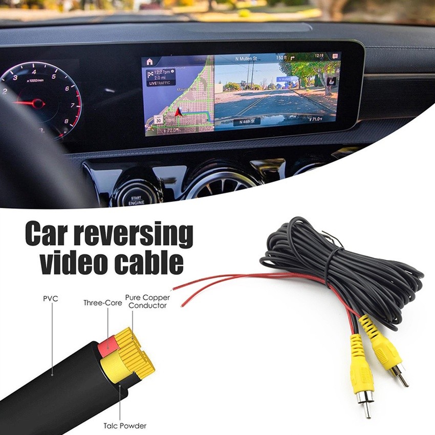 Purvisco - Kabel Kamera Mundur Extension Cable Panjang 15M/10M/6M Kabel Video RCA untuk Monitor