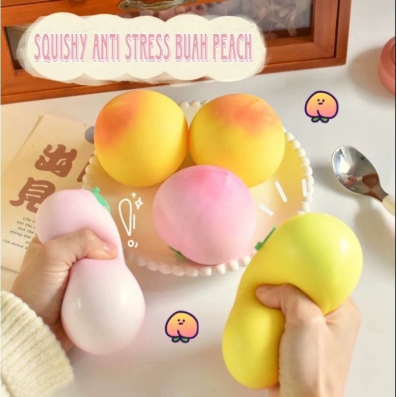 Purvisco - Mainan Squishy Anti Stress bentuk Buah Peach Squishy Pencet-Pencet Squishy Jumbo Squishi