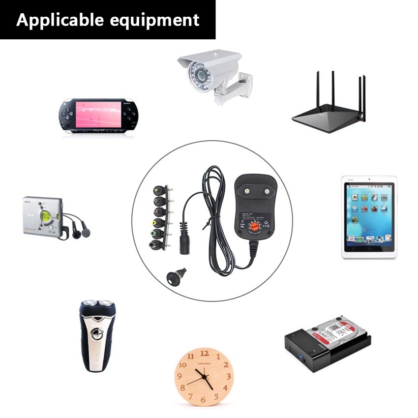 Purvisco - Adaptor Adjustable Multi Jack 3-12 Volt DC