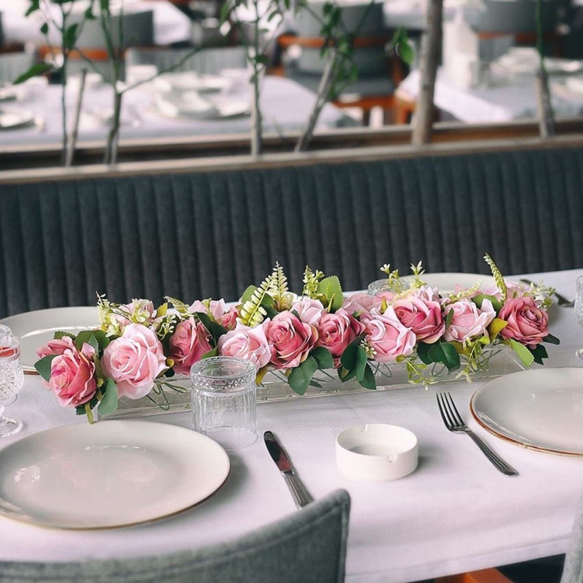 Purvisco - 24/12Holes Acrylic Flowe Vase Vas -Vase Bunga Vas Akrilik Bening Persegi Panjang Bunga