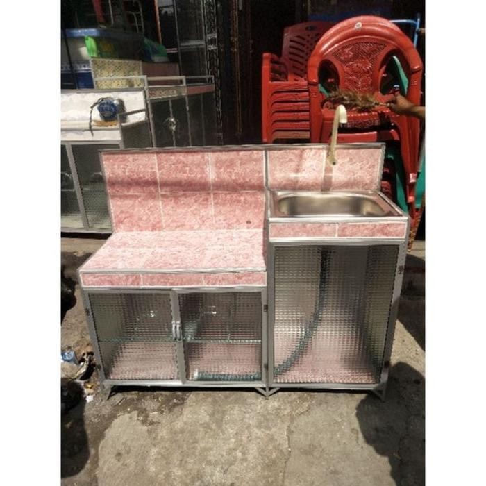 RAK KOMPOR 3 PINTU ALUMUNIUM MEJA CUCI PIRING MEJA KOMPOR WASTAFEL