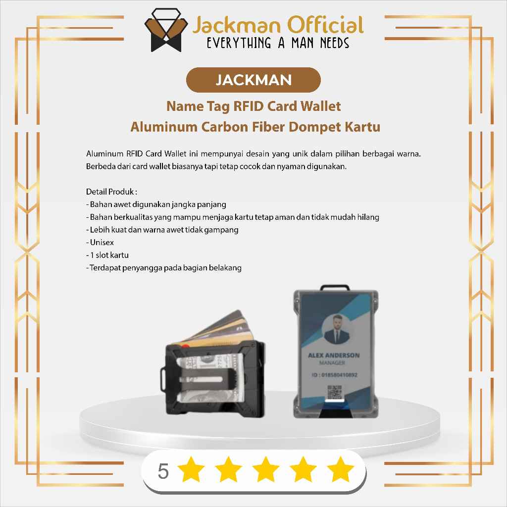 

MAN Name Tag RFID Lanyard Id Wallet Aluminum Carbon Fiber Dompet