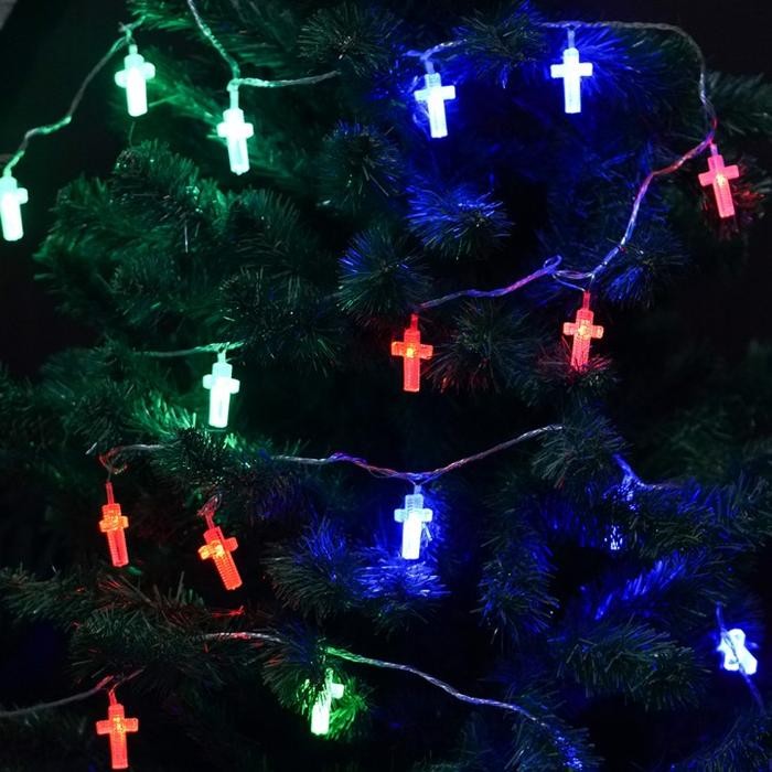 Lampu Natal LED 28 Warna Kualitas Salib Hiasan Dekorasi Pohon Natal *
