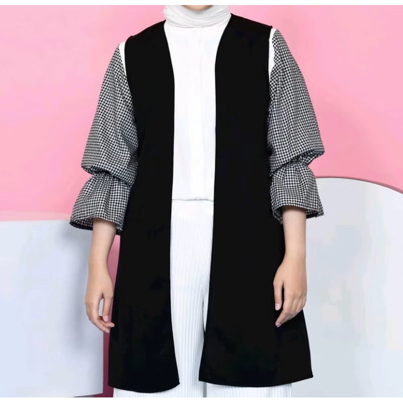 BIG SALE OUTER PENDEK WANITA TANPA LENGAN / OUTER PLAIN KONDANGAN TANPA LENGAN