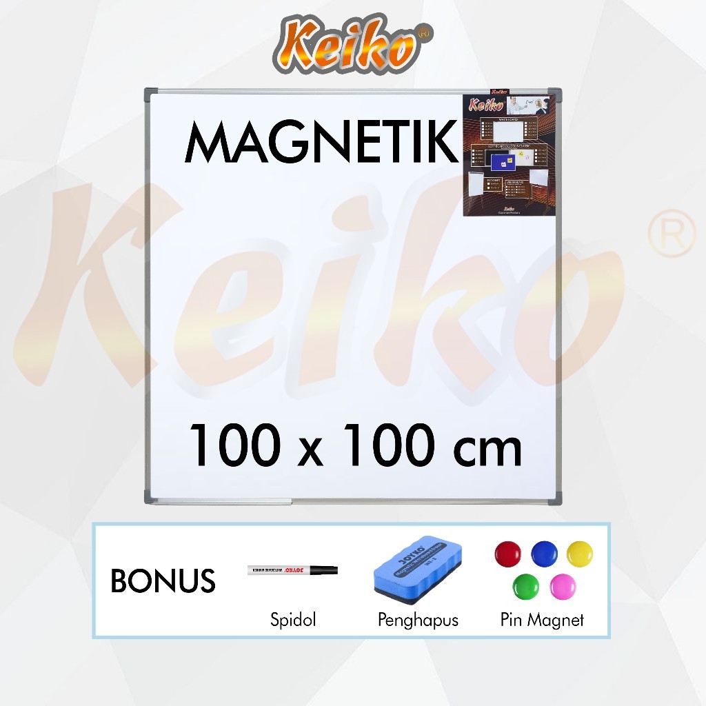 

Papan Tulis Whiteboard / White Board Gantung Magnet Single Face Keiko 100 x 100 cm