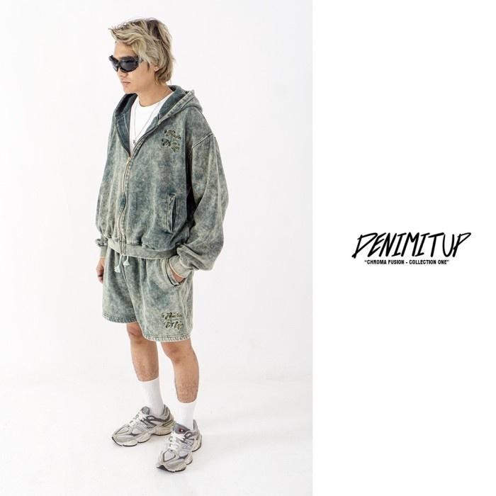 DENIMITUP washed chroma green hoodie - Hoodie pria