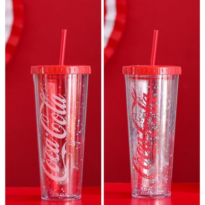 MINISO X COCA COLA Tumbler Ukuran besar With Gliter 720ml