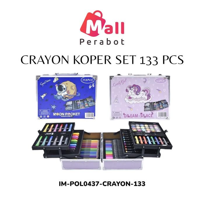 

Mall Perabot Crayon Set 133 Pcs Koper Aluminium Besi Box Alat Lukis Anak Koper Set Krayon Mewarnai