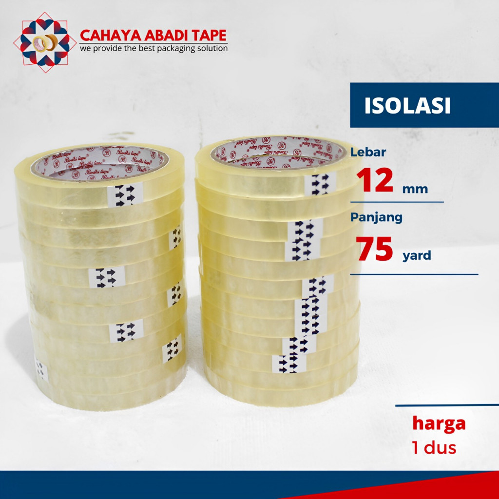 

ISOLASI BODHI 12/24MM X 75YARD PER DUS TERMURAH REKAT