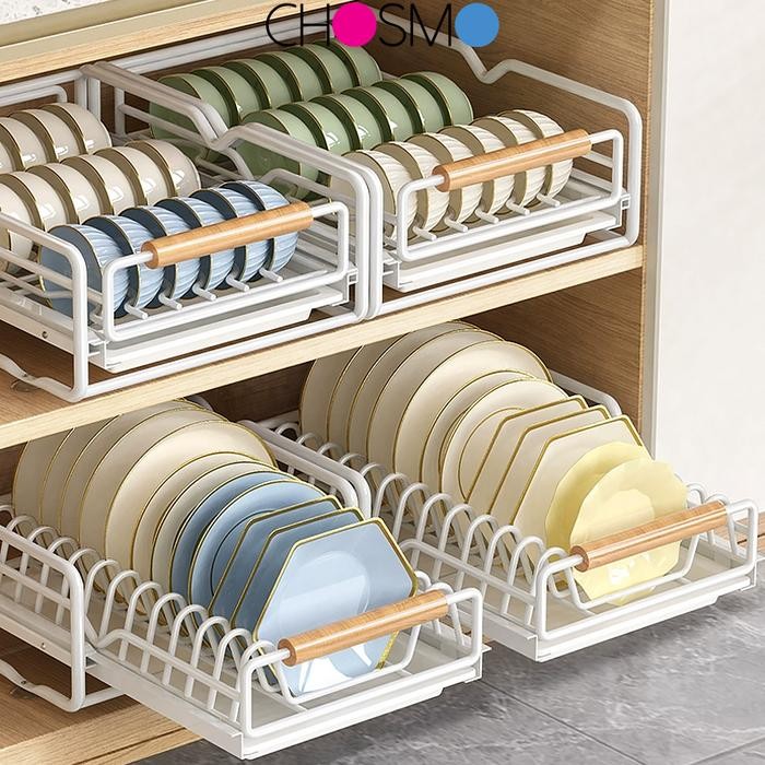 Rak piring tarik rak laci piring rak dapur serbaguna lemari piring
