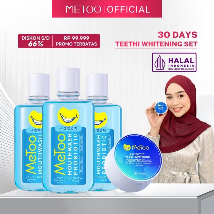 MeToo 30 Day Teeth Whitening Set / Teeth Whitening Powder+Mouthwash