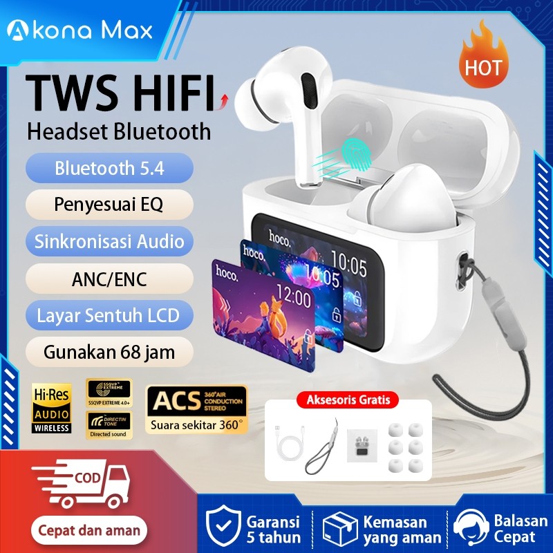 NEW PRODUCT AKONA TWS HEADSET EARPHONE BLUETOOTH WIRELESS SUPER FULL BASS TYPE-C ANC/ENC SUARA