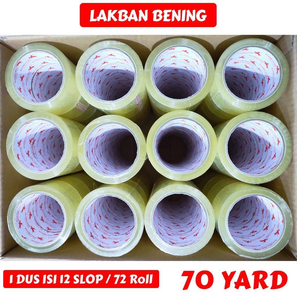 

Lakban OPP Tape / Lakban Bening KSATRIA Tape 70 Yard (1 Dus)