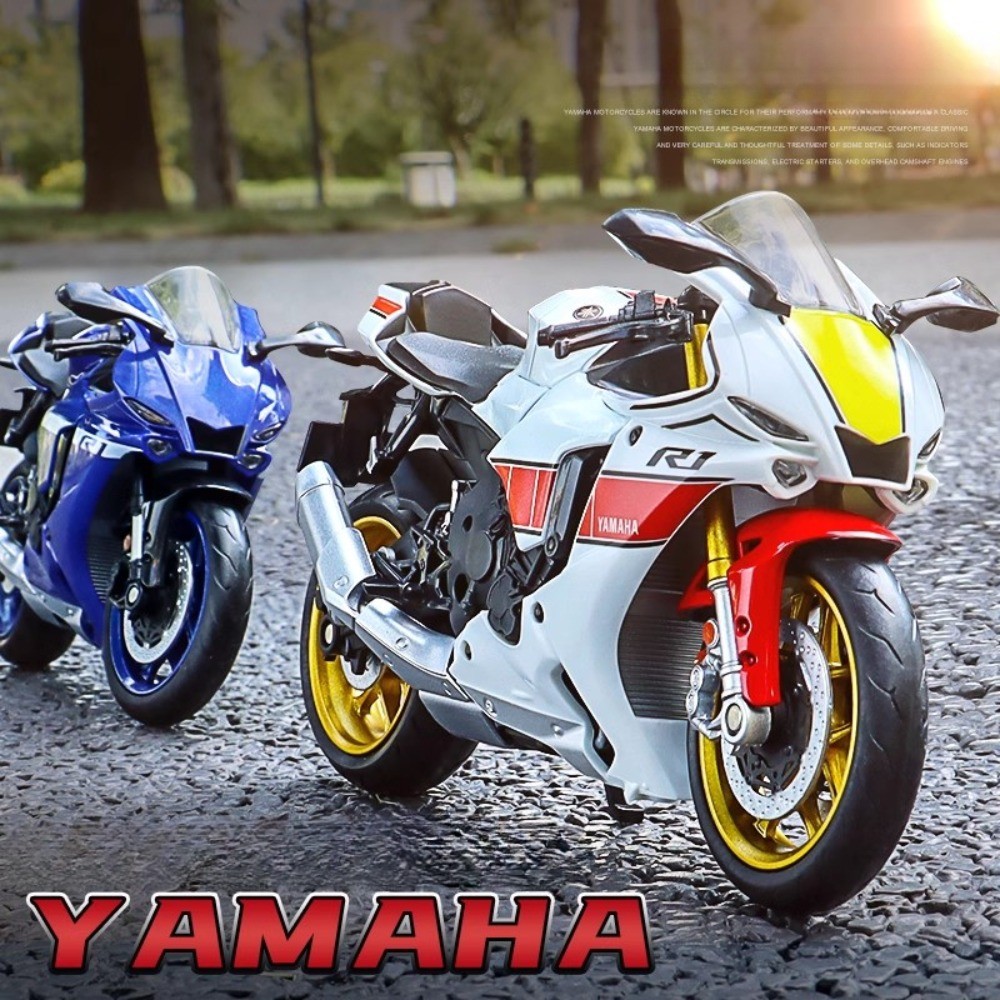 1:12 Yamaha Yzf-R1M Yzf-R1 Racing Motorcycle Model Toy Car Alloy Diecast Free Wheels Shock