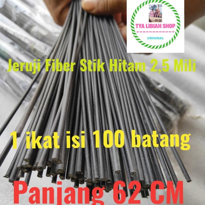 Ruji Jeruji Fiber 2,5 Mili Hitam Stik 62 CM isi 100 batang. terbaru