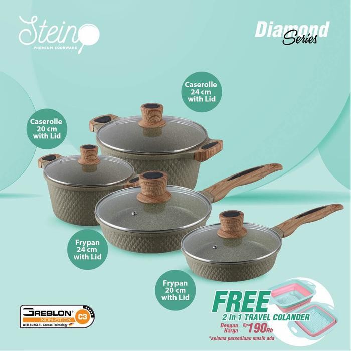 Kenanganpawon Steincookware Stein Panci Viral Diamond Series Granit Greblon
